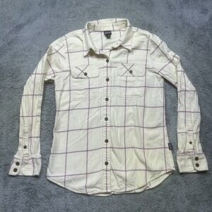 Patagonia Shirt Womens‎ XS Ivory & Purple Organic Cotton Midweight Fjord Flannel